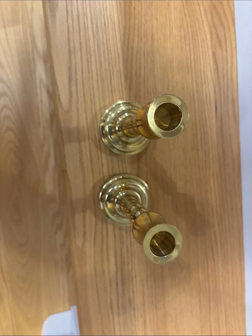 Polished Brass Candlestick Pair - Gold Finish